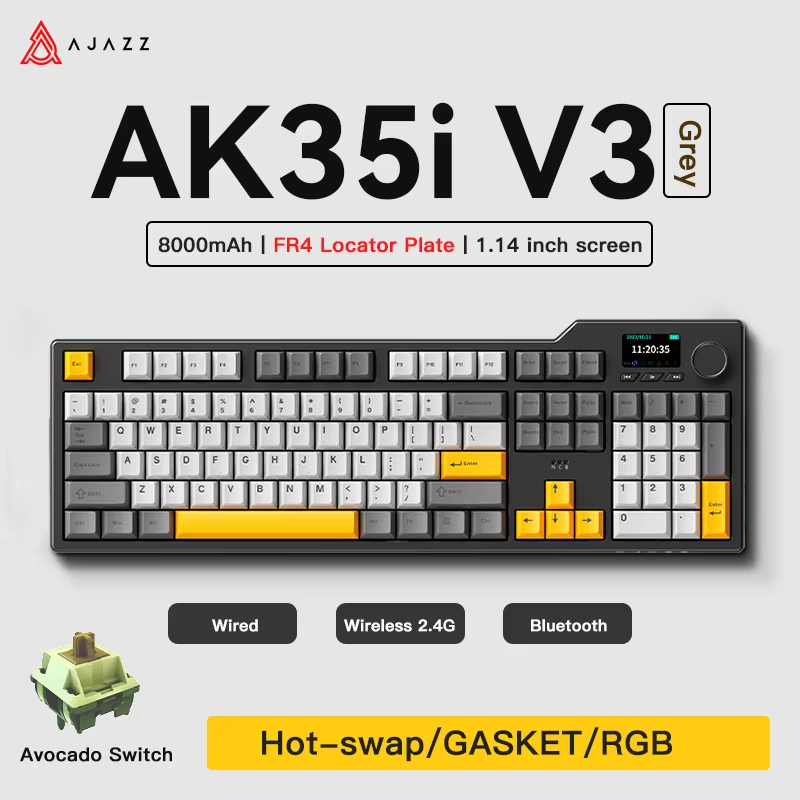 Ajazz AK35I V3 MAX Tri-mode Wi - Gaming Keyboard Hot Swappable ulasan dan harga